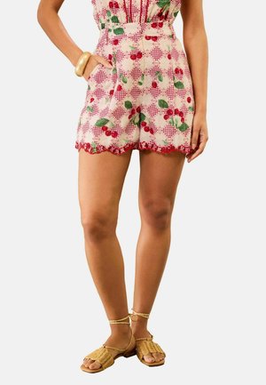 Love & Roses, REGULAR FIT - GINGHAM CHERRY PRINTED SHORTS . - Shorts - red
