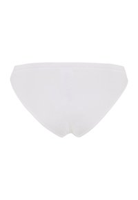 Chiloti bikini albi din bumbac, cu o textură cordonată, având un tiv de talie joasă și un design fără cusături pe spate.