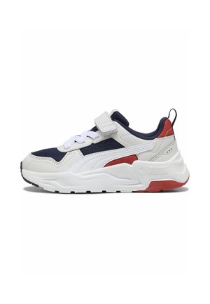 Puma TRINITY 2 LT AC+ PS UNISEX - Lauflernschuh - navy- white-feather gray-red fire