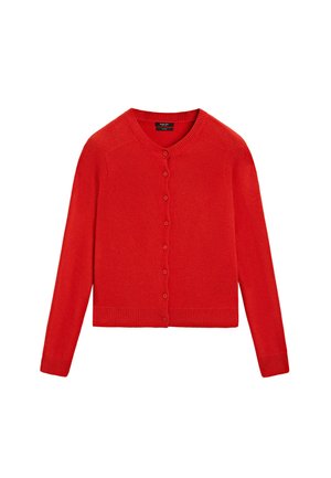 Massimo Dutti, 100% CASHMERE CROPPED KNIT CARDIGAN - Gilet - red