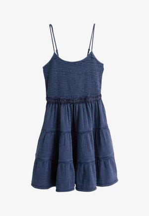 Next, REGULAR FIT - STRAPPY MINI TIERED DRESS . - Freizeitkleid - washed indigo blue