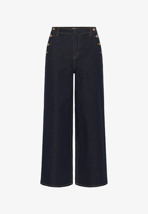 Cream, CRVISTI PANT W BUTTON - Wide Leg - cape breton rinse blue denim