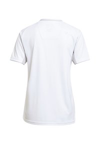 Witte sportshirt met korte mouwen, ronde hals, een gladde textuur en een minimalistisch ontwerp. Geen zichtbare patronen of hardware details.