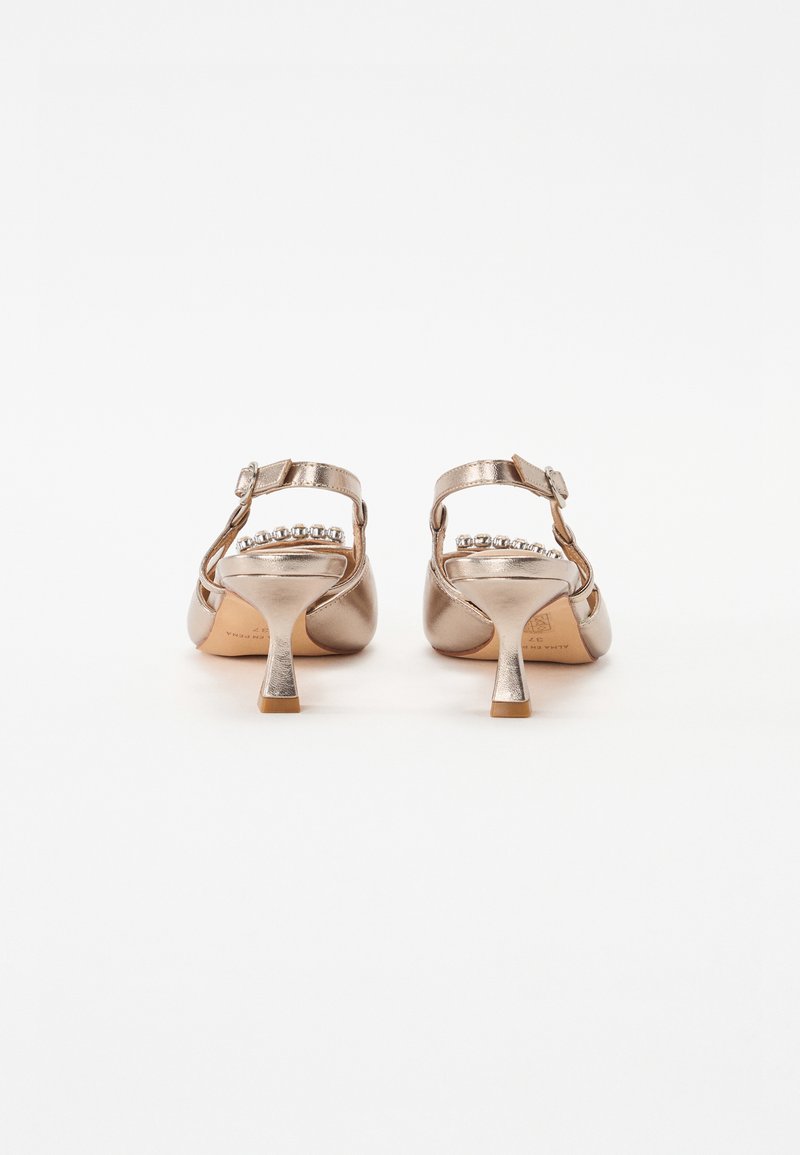 Escarpins Pointus DIVA En Cuir Bronze Argenté - Taille 36.5 (US 5.5) - Très Bon état Occasion