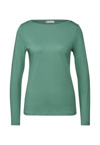 Langarmshirt aus weichem, hellgrünem Stoff mit Rundhalsausschnitt und schlanker Passform. Verfügt über einen sauberen Saum und einen dezenten Stretch.