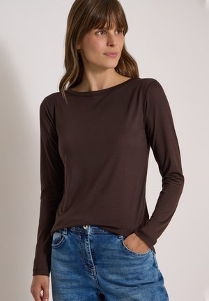 Cecil, LANGARM SHIRT IN UNIFARBE MIT BOAT NECK - T-shirt à manches longues - truffle brown