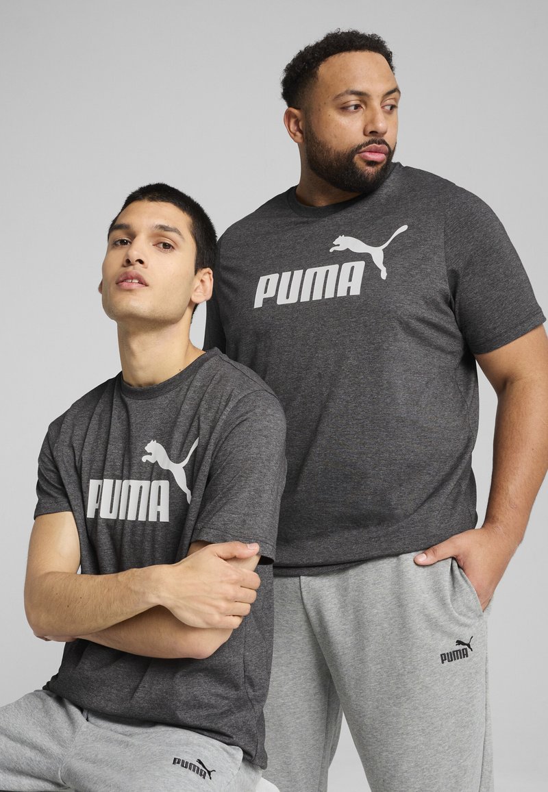 Puma ESSENTIALS NO 1 LOGO HEATHER - Triko s potiskem - black