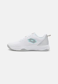 Não selecionado, all white/silver metal/blue paradise