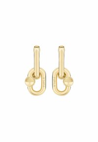 Boucles d'oreilles en métal doré Furla présentant un design en maillons de chaîne avec une finition lisse, des barres verticales et un détail accent rond.