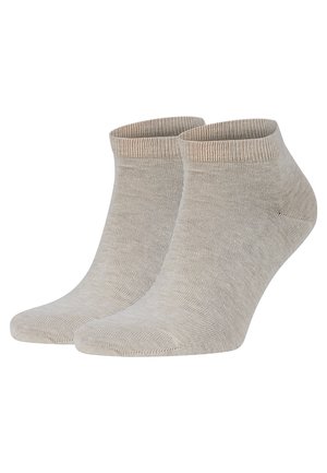 Meias de tornozelo bege feitas de tecido canelado. Apresentam um ajuste confortável com um bico sem costura e calcanhar reforçado.