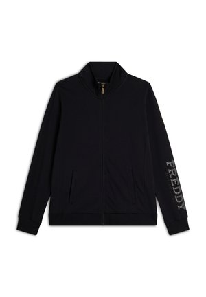 Freddy COLLO ALTO E LOGO CON PERLINE DORATE - Felpa con zip - nero