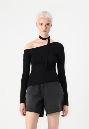 Gina Tricot ASYMMETRIC - Top s dlhým rukávom - black