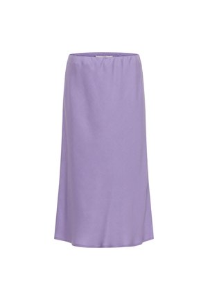 Lavendelfarbener Midirock mit glatter Textur und leicht ausgestelltem Saum, ausgestattet mit elastischem Bund.