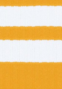 De larges rayures horizontales en alternance de jaune moutarde et de blanc sur une texture de tissu tricoté.