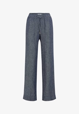 Mørkegrå vidde-bukser i linned med elastik i taljen og snøre foran, afslappet og komfortabel pasform.