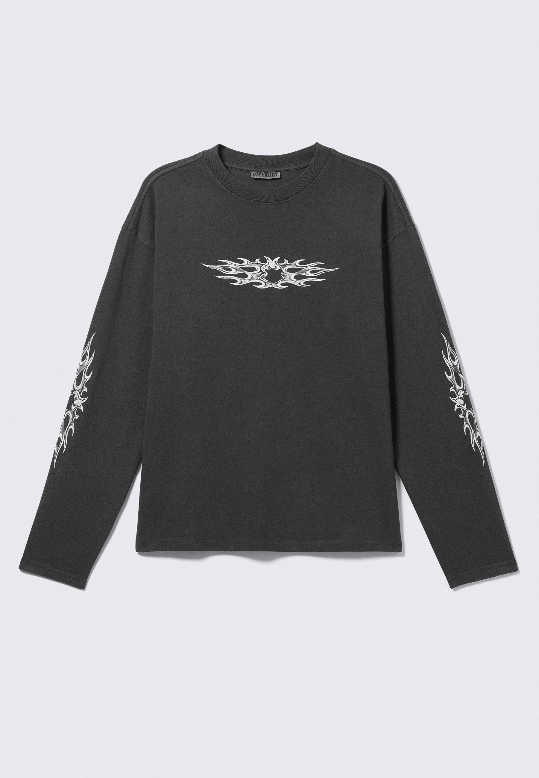 Weekday GRAPHIC - Long sleeved top - dark grey skull flame/dark