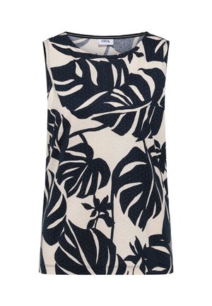 Cecil, TOP MIT RUNDHALS UND BLÄTTERPRINT - Top - palm breeze green