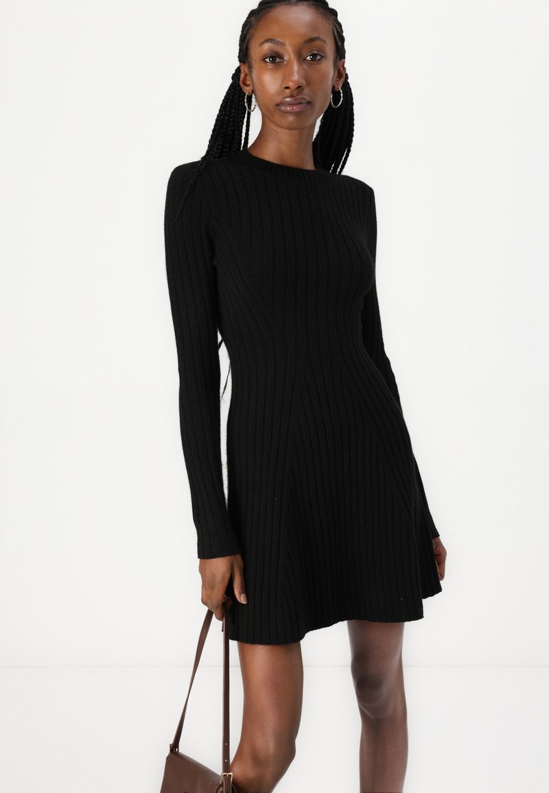 Hollister Co. Ribbed Skater Mini Sweater Dress - Jumper dress - black - Zalando Hollister Co. Ribbed Skater Mini Sweater Dress - Jumper dress - black - Zalando