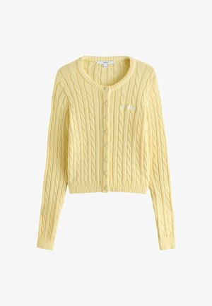 Next, TALL FIT - SLIM CABLE KNIT TOWELLING CARDIGAN . - Kardigán - butter yellow