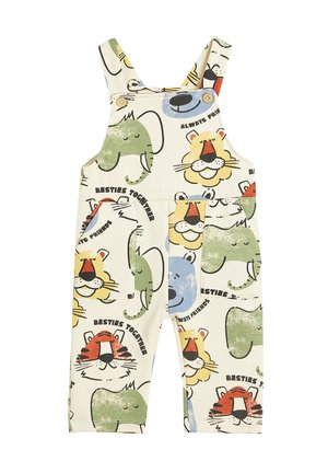 PRINTED OVERALLS - Hängselbyxor - white