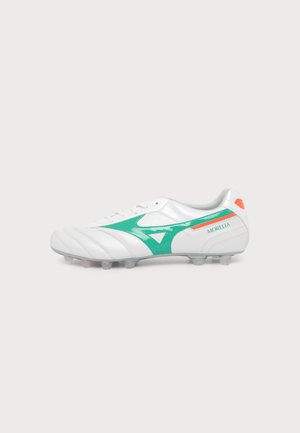 Mizuno MORELIA II ELITE UNISEX - Kemény talajra készült futballcipő - white/arcadia/lava orange