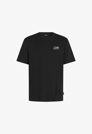 Czarny krótki rękaw t-shirt wykonany z bawełnianej tkaniny. Posiada małe białe logo na górnej lewej stronie oraz prosty krój.