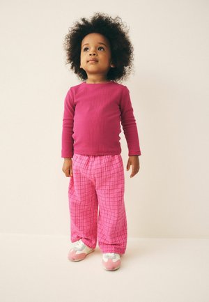 Next, REGULAR FIT - TEXTURED WIDE LEG TROUSERS - Bukser - pink check