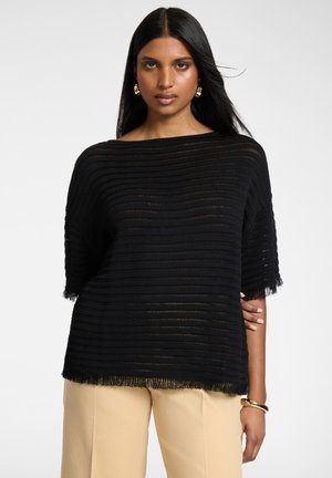 Elena Mirò MAGLIA TRAFORATA A RIGHE - Maglione - nero