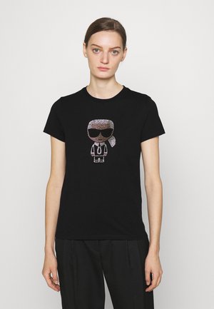 IKONIK RHINESTONE KARL - T-shirt imprimé - black