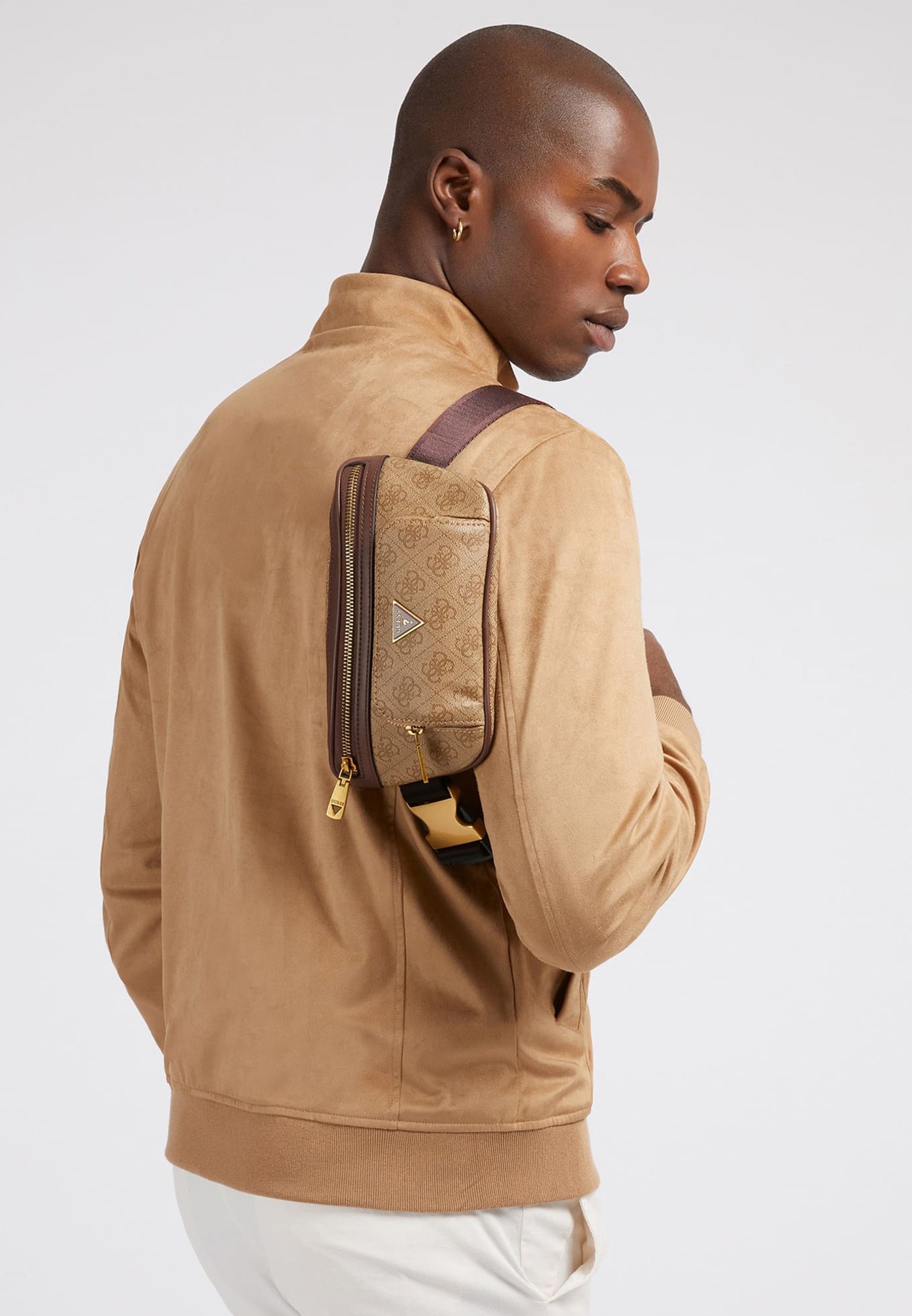 Guess MILANO COMPACT BUM BAG - Bum bag - beige/brown/beige 