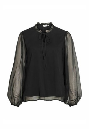 VILA, LONG SLEEVED TOP VIFALIA HIGH NECK - Bluse - black
