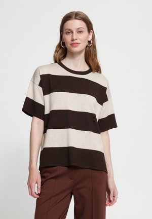 ICHI, IHLULS LOOSE SS - T-shirts print - wide stripe chocolate torte