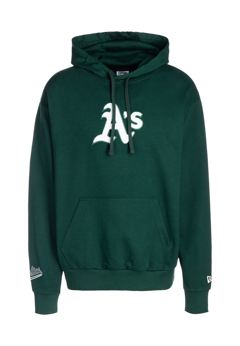 Felpa con cappuccio verde scuro con logo bianco "A's" sul petto, tasca a marsupio e piccolo testo bianco "Athletics" sul polsino della manica.