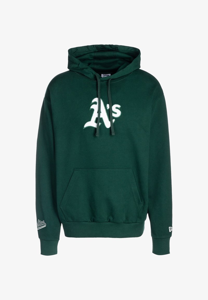 Felpa con cappuccio verde scuro con logo bianco "A's" sul petto, tasca a marsupio e piccolo testo bianco "Athletics" sul polsino della manica.