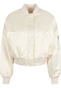 LADIES SHORT OVERSIZED SATIN BOMBER JACKET - Bomberjakke - whitesand