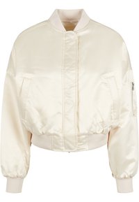 LADIES SHORT OVERSIZED SATIN BOMBER JACKET - Bomberjacka - whitesand