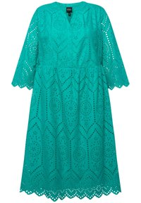 Ulla Popken EN AJOURÉE LIGNE EN A COL ET MANCHES 3/4 - Jurk - turquoise