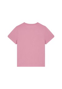 Korte mouwen t-shirt van zacht roze katoen. Standaard crew neck ontwerp, gladde textuur en een nette afwerking bij zoom en mouwen.