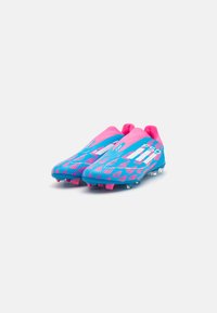 adidas Performance F50 LEAGUE LACELESS FIRM/MULTI-GROUND - Fußballschuhe für festen Untergrund - solar blue/footwear white/solar pink