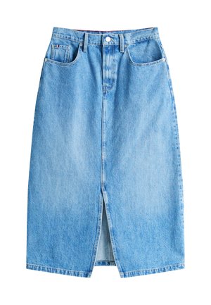 Tommy Hilfiger MIDI STRAIGHT - Denim skirt - blue denim