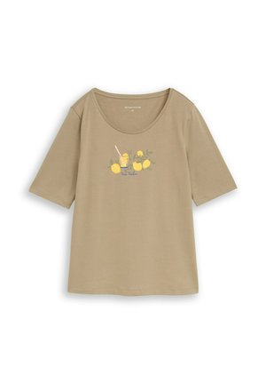 TOM TAILOR, T-SHIRT CREW NECK WITH PRINT - Printtipaita - silver olive