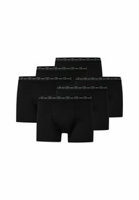 Set of five black boxer briefs with elastic waistbands featuring white "QS" logos on a plain white background.