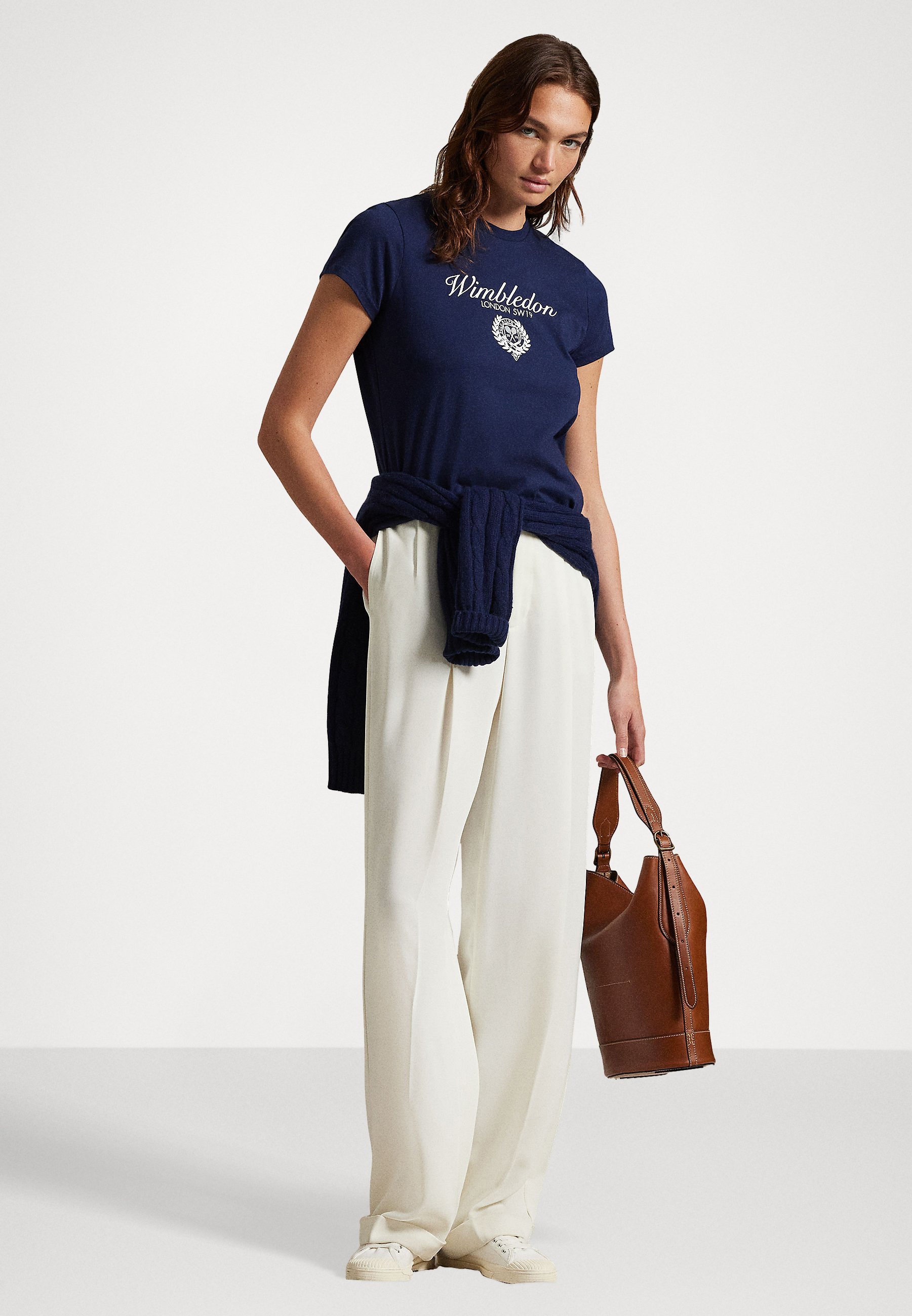 売れ筋商品|||ラルフローレン Tシャツ レディース トップス WIMBLEDON CREST COTTON JERSEY TEE - Print T-shirt - refined navy The Wimbledon Online Shop ︳ Polo Ralph Lauren Crest Cotton