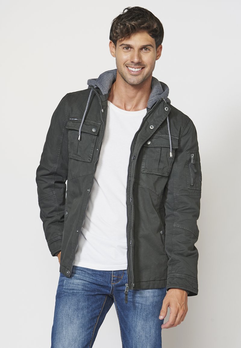 Veste Chaude Mi-saison Pour Ado - Taille 16-17 Ans - Noir Et Gris Chiné - C&A - Comme Neuve