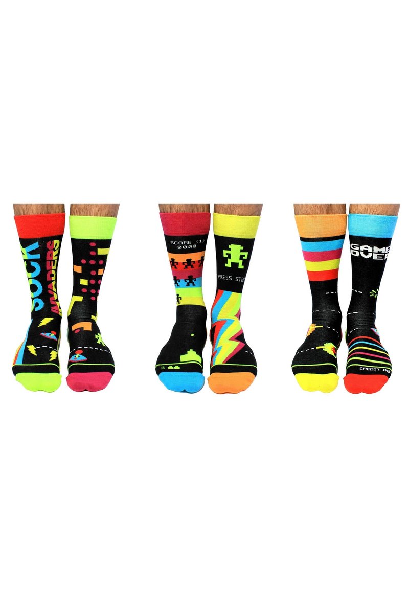 United Odd Socks 6 PACK MOTTOMOTIVE Strømper sockinvaders/sort