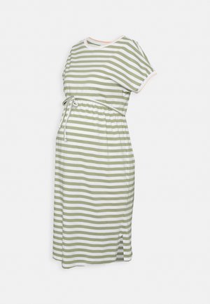 DRESS SHORT SLEEVE STRIPE - Vestido de malha - real olive