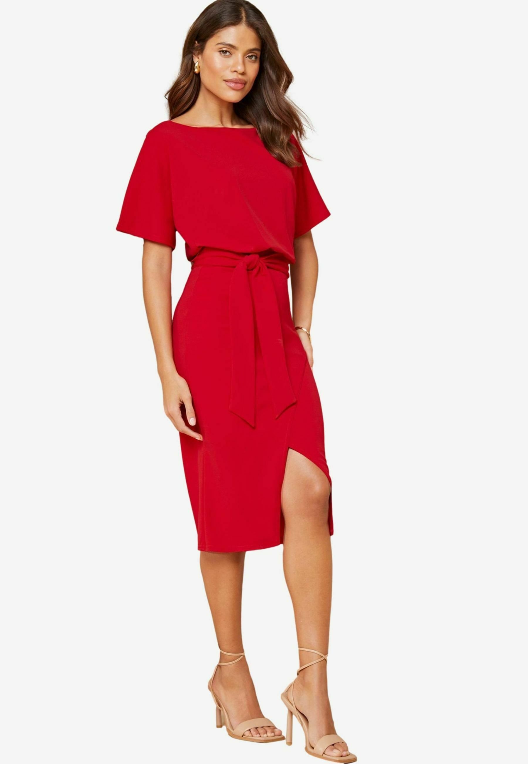 Lipsy REGULAR FIT KIMONO BELTED - Shift dress - red - Zalando