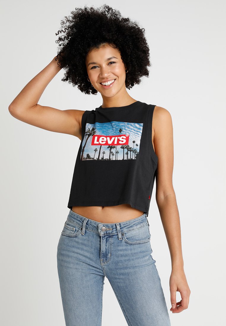 GRAPHIC CROP TANK - Top - caviar 