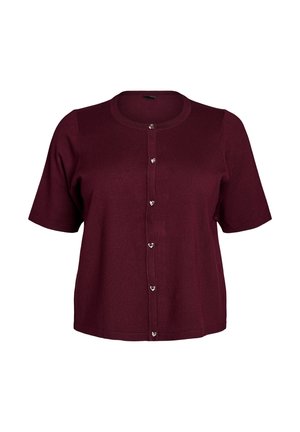 Zizzi, STRICKJACKE MIT HERZKNÖPFEN UND KURZEN ÄRMELN - Ζακέτα - rot