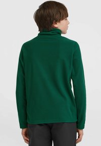 Groene fleece trui met een hoge kraag, lange mouwen en een gladde textuur. Ontworpen voor comfort met een ontspannen pasvorm.